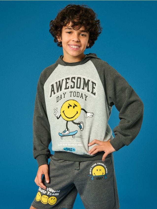 Sinsay - Bluză sport cu SmileyWorld® - gri deschis