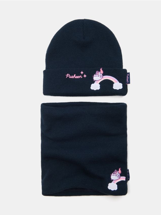 Sinsay - Súprava: Čiapka a nákrčník Pusheen the Cat - tmavomodrá
