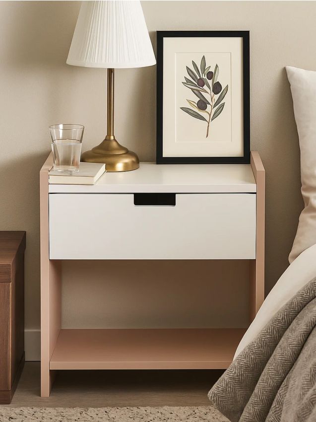 Sinsay - Nočný stolík so zásuvkou - pastelová ružová