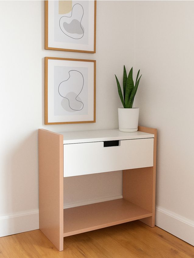 Sinsay - Nočný stolík so zásuvkou - pastelová ružová