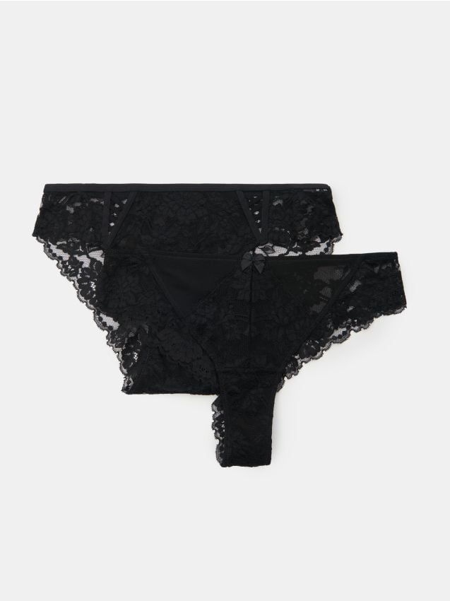 Sinsay - Majtki brazilian i figi 2 pack - czarny