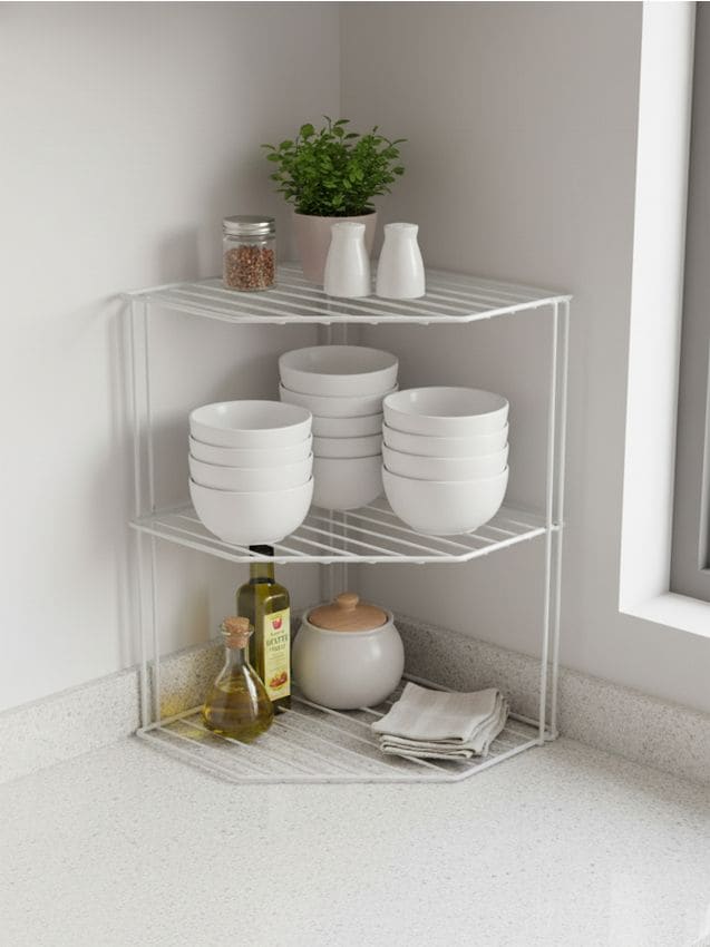 Sinsay - Raft metalic cu trei niveluri de tip stativ - alb