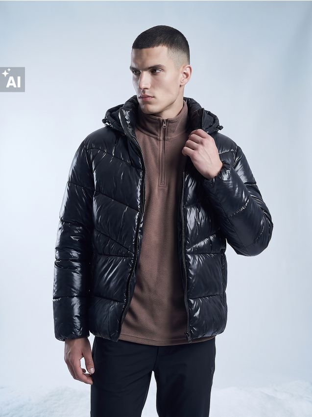 Sinsay - Geacă puffer impermeabilă cu glugă SNSY PERFORMANCE - negru