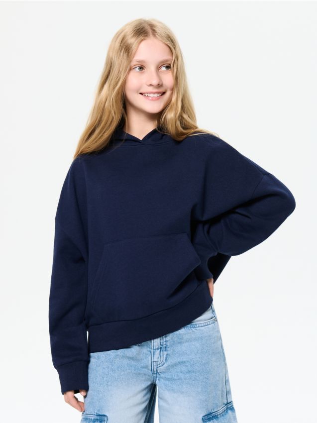 Sinsay - Základný hoodie - tmavomodrá