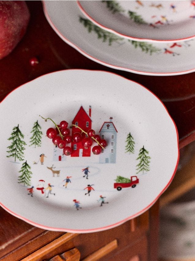 Sinsay - Farfurii ceramice cu motiv de Crăciun set de 2 - multicolor