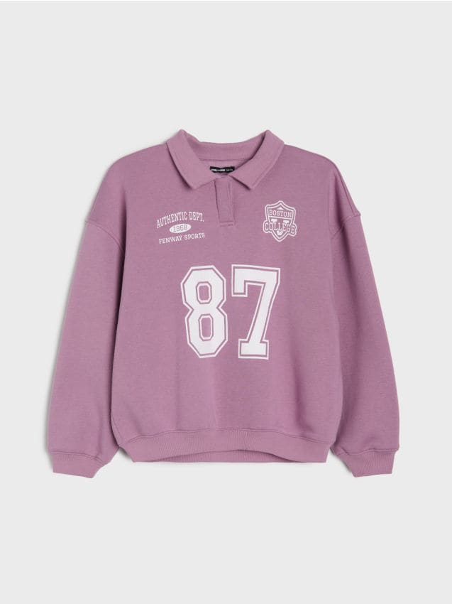Sinsay - Polo cu imprimeu - violet-orhidee
