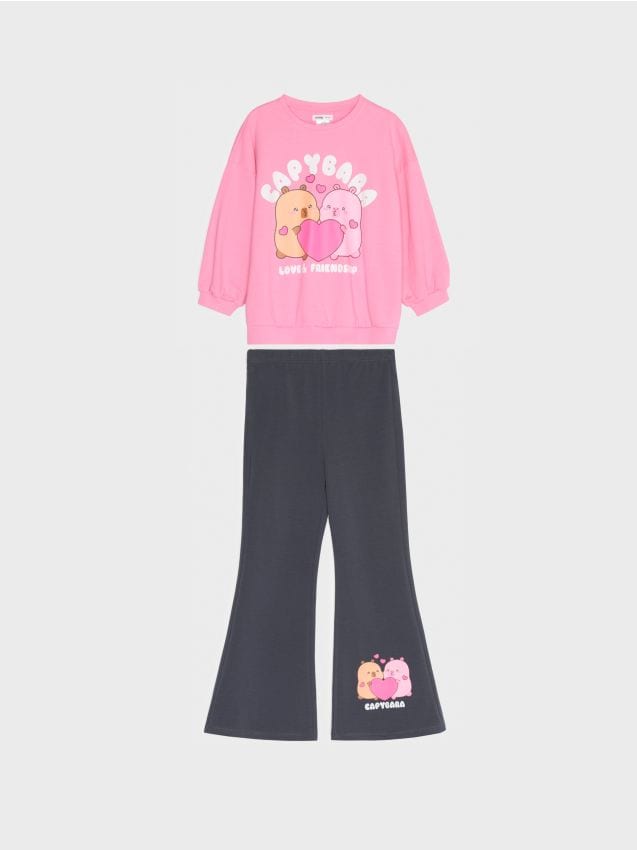 Sinsay - Set tricotat din bumbac cu imprimeu Capybara - multicolor