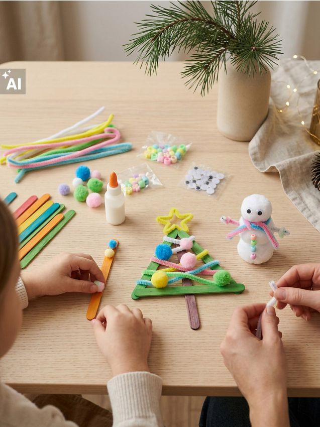 Sinsay - Božićni kreativni DIY set za izradu ukrasa od pompona i čupavih žica