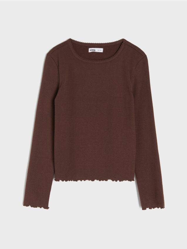 Sinsay - Bluză tricotată în relief - maro-închis