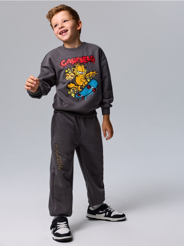 Sinsay - Set trening: bluză și pantaloni Garfield - negru-antracit