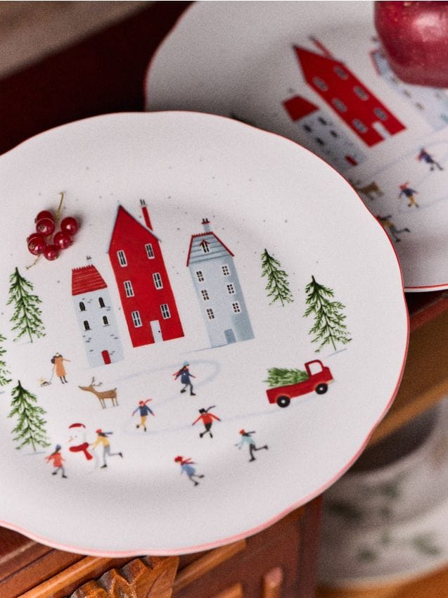 Sinsay - Farfurii cu motiv de Crăciun set de 2 - multicolor