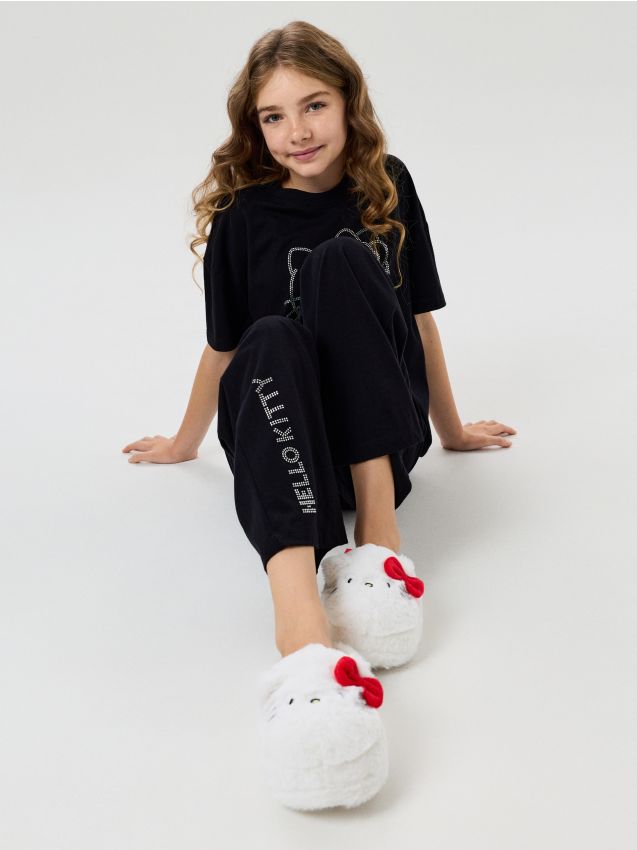 Sinsay - Papuci de casă din pluș Hello Kitty - alb