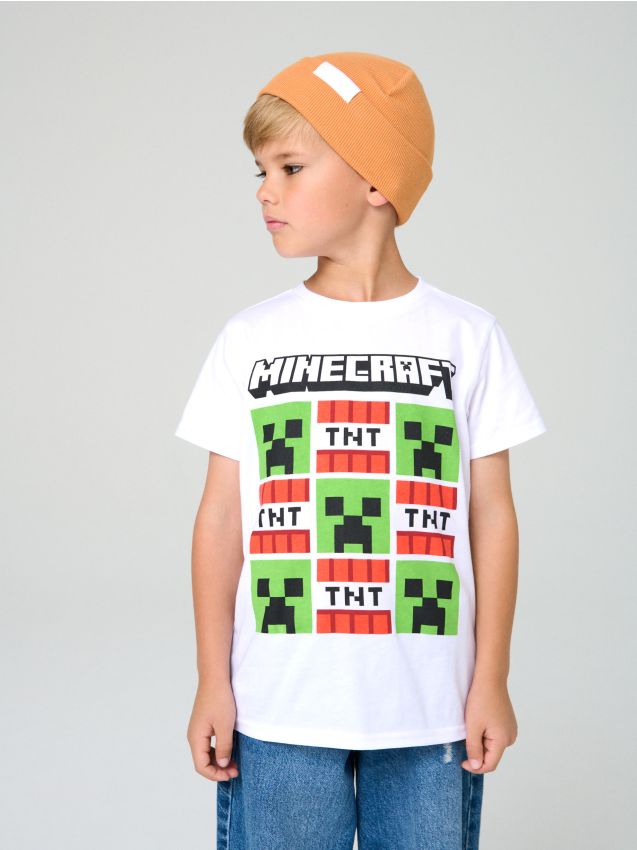 Nyomott mintás pamut póló Minecraft - SINSAY