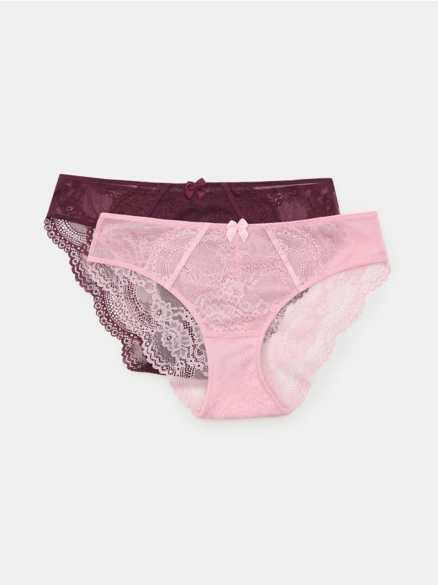 Sinsay - Koronkowe figi 2 pack - wielobarwny