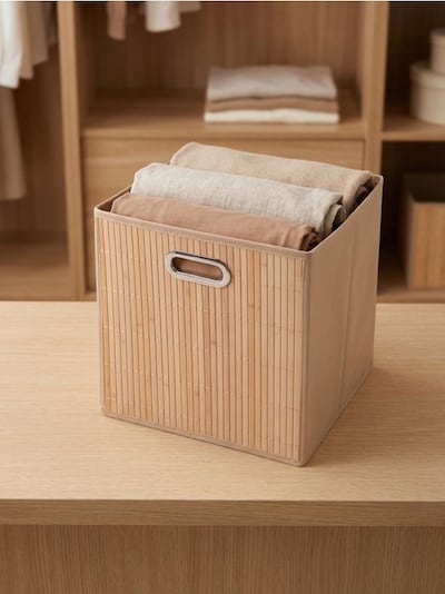 Pudełko do przechowywania z bambusowym frontem
