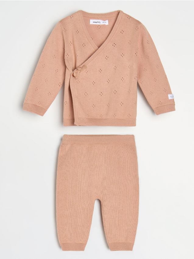 Sinsay - Compleu din jerseu - roz-pastel