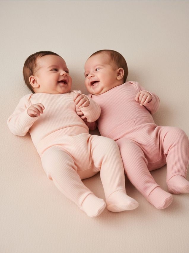 Sinsay - 2-balenie rebrovaných nohavíc so zakrytými chodidlami - pastelová ružová