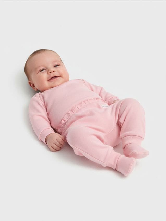 Sinsay - Nohavice s ozdobným volánom v páse - ružová