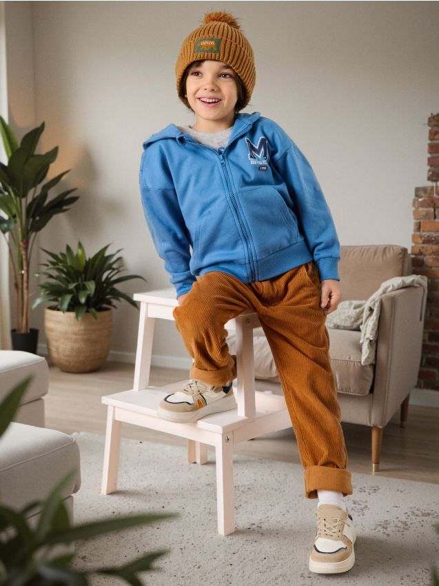 Top da jogging con zip e cappuccio - blu