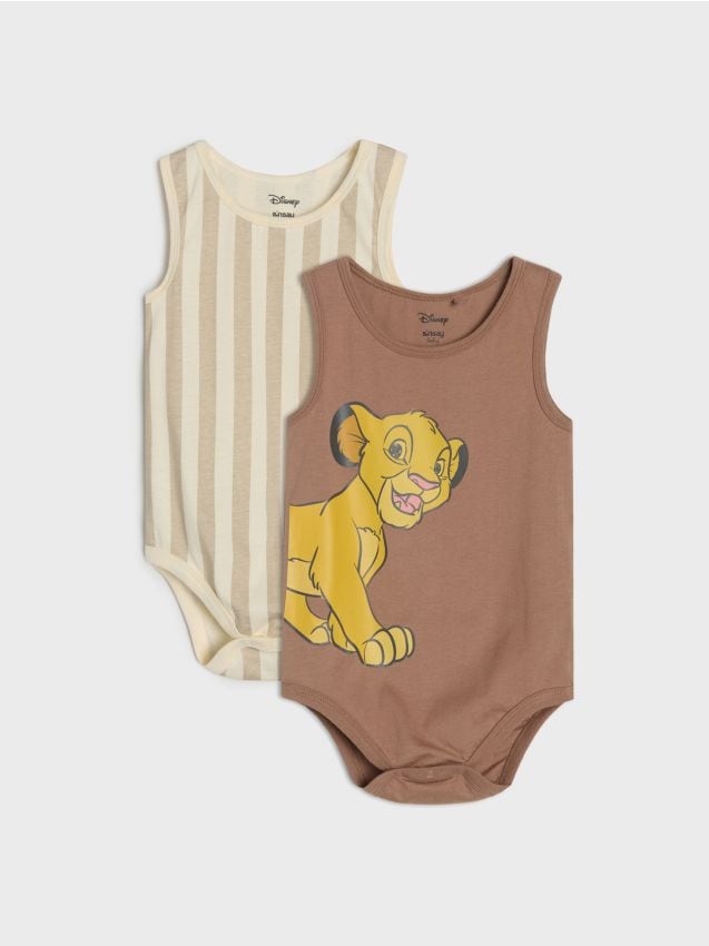 Sinsay - Body din bumbac cu imprimeu 2 pack Lion King - maro-închis