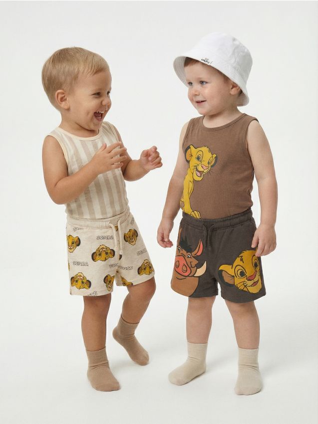 Sinsay - Body din bumbac cu imprimeu 2 pack Lion King - maro-închis