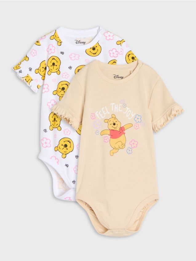 Sinsay - Body din bumbac cu imprimeu 2 pack - bej