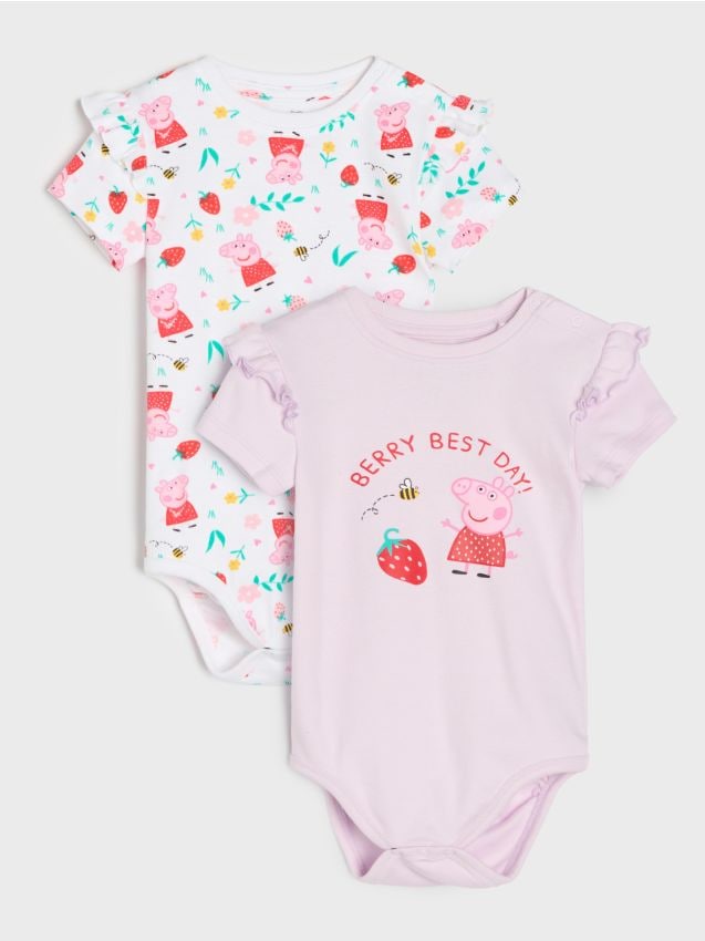Sinsay - Body din bumbac cu volane decorative 2 pack Peppa Pig - alb