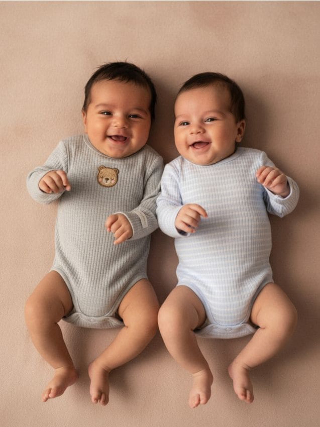 Sinsay - Body pambuku me mëngë të gjata 2 copë - svetlošedá