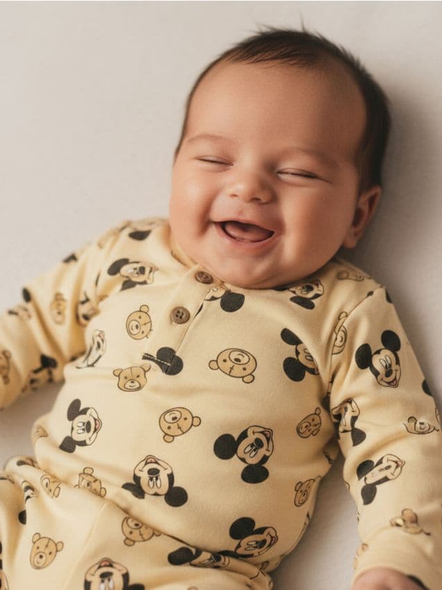 Sinsay - Bavlnené body Mickey Mouse - krémová