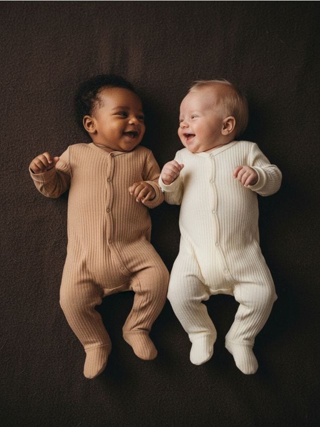 Sinsay - Balenie 2 rebrovaných dupačiek s nožičkami - krémová