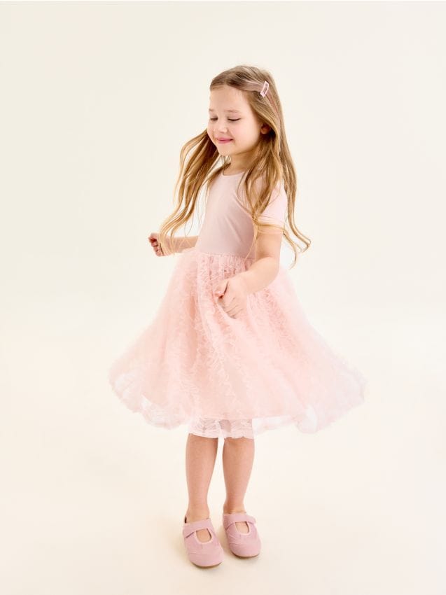 Sinsay - Sukienka z tiulowym dołem - różowy