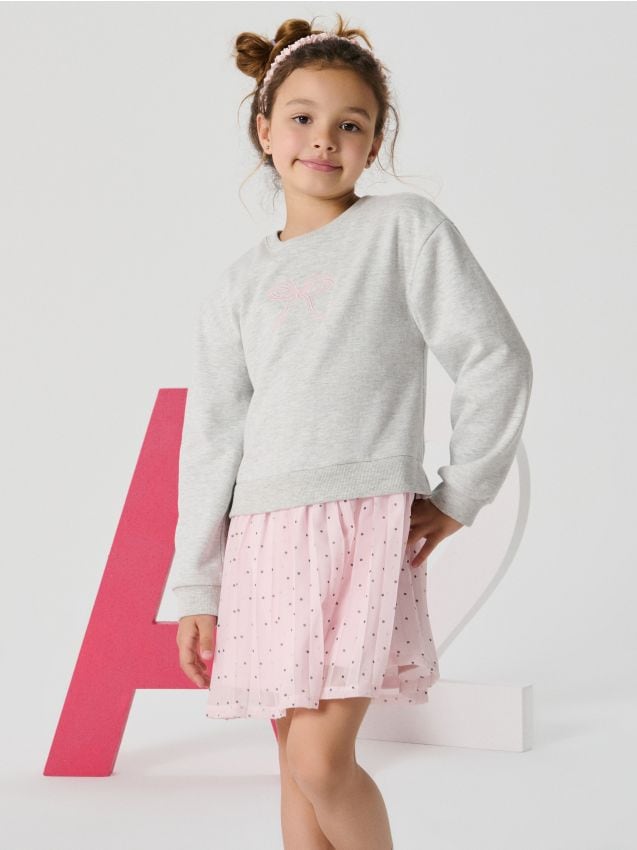 Rochie cu top din material de trening și fustă din tulle - SINSAY