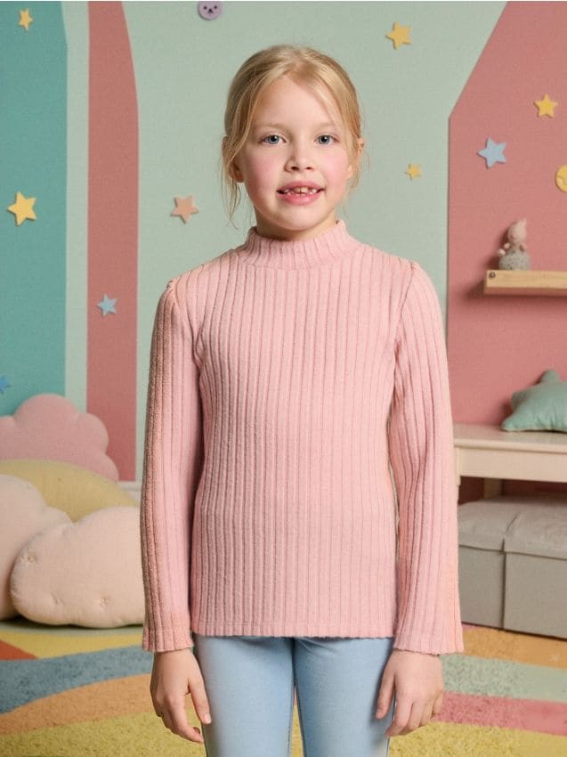 Sinsay - Pulover din tricot striat - roz-pastel