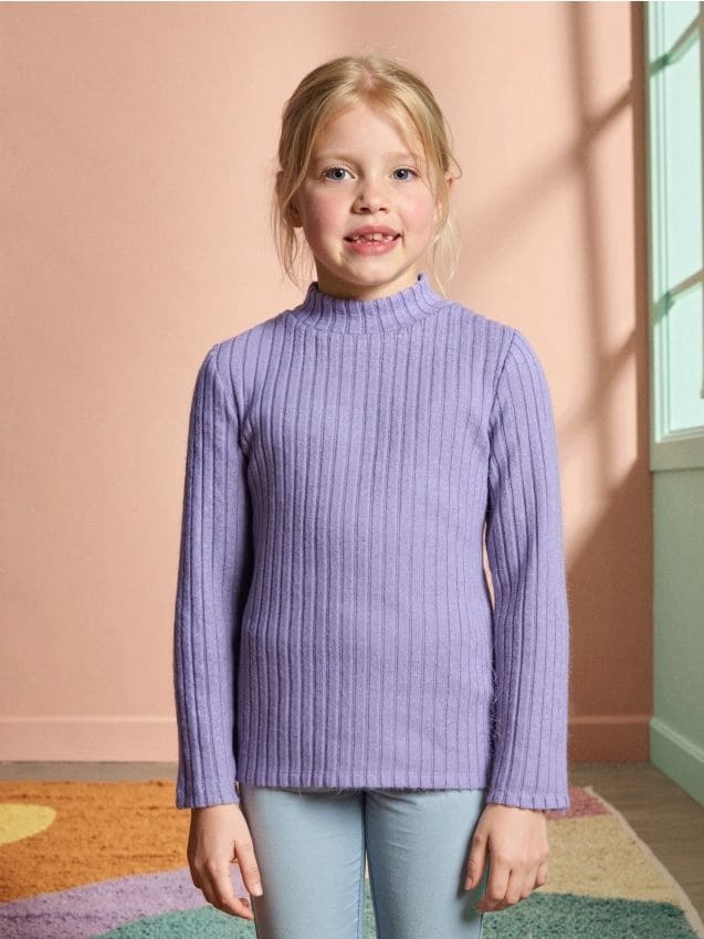 Sinsay - Pulover din tricot striat - violet-orhidee