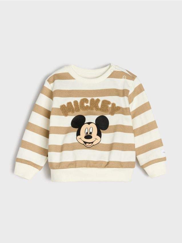 Sinsay - Pásikavá mikina Mickey Mouse - krémová