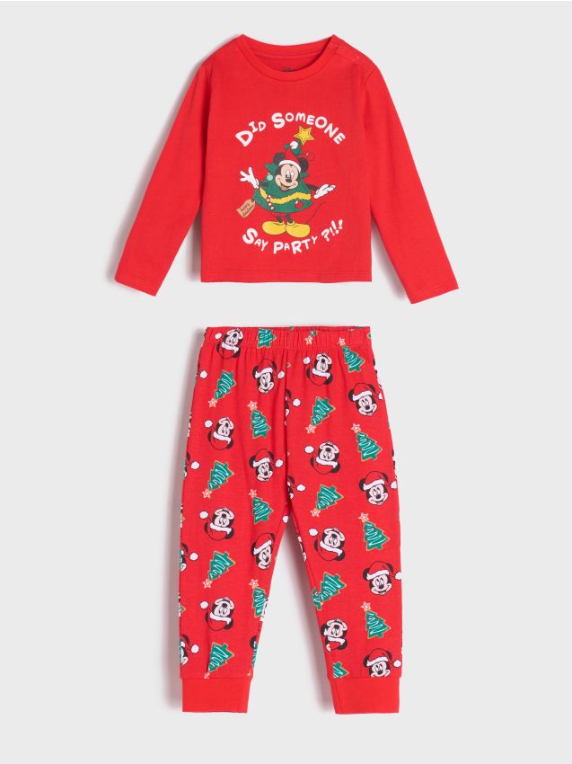 Sinsay - Pijama Din Două Piese Mickey Mouse - Roșu