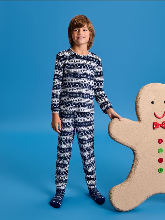 Sinsay - Świąteczna piżama w skandynawski wzór - kremowy