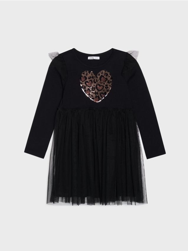 Sinsay - Sukienka mini z połyskującymi cekinami - czarny