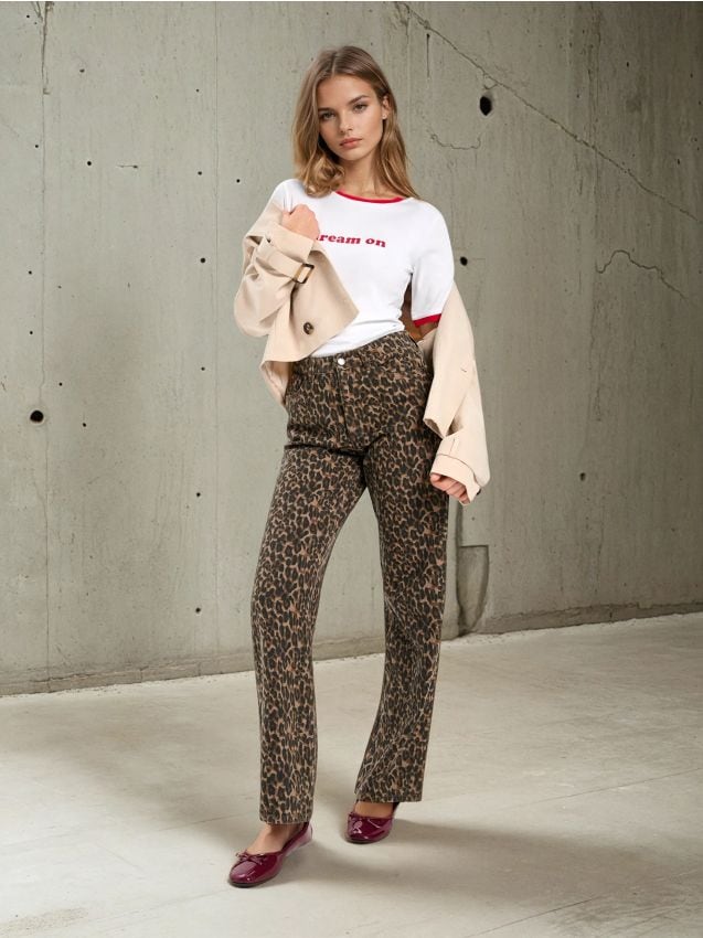 Sinsay - Tricou cu inscripție - alb