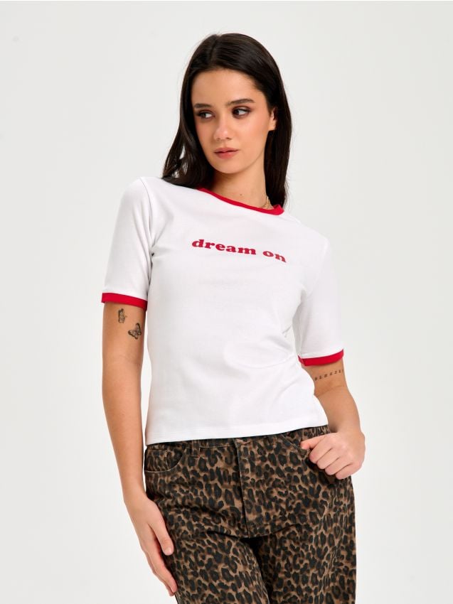 T-Shirt mit Schriftzug - SINSAY