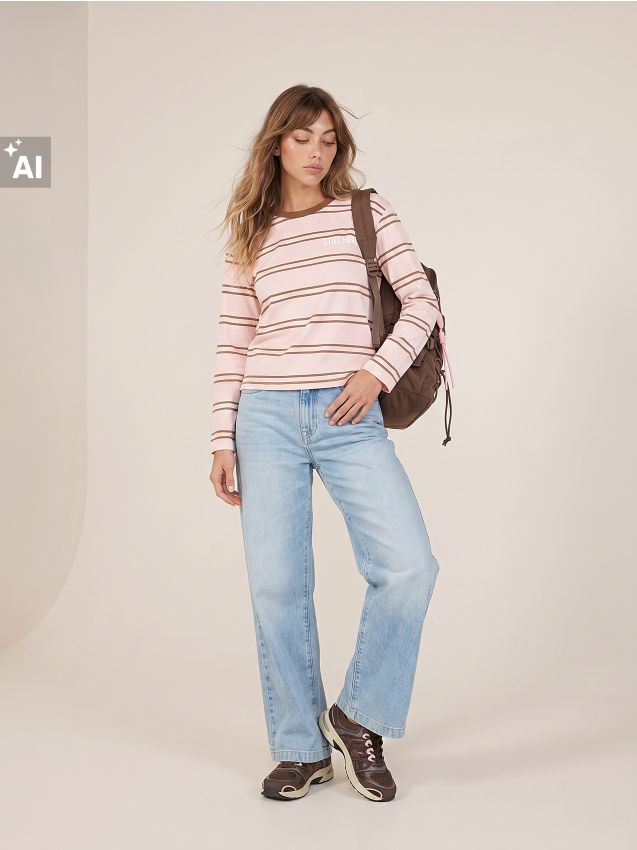 Sinsay - Tricou din bumbac în dungi cu inscripție - multicolor