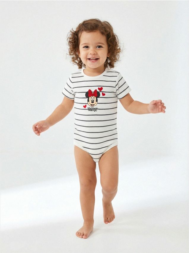 Sinsay - Body din bumbac Minnie Mouse - crem