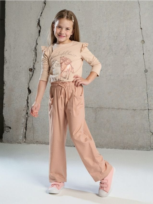 Sinsay - Pantaloni cu talie elastică - bej
