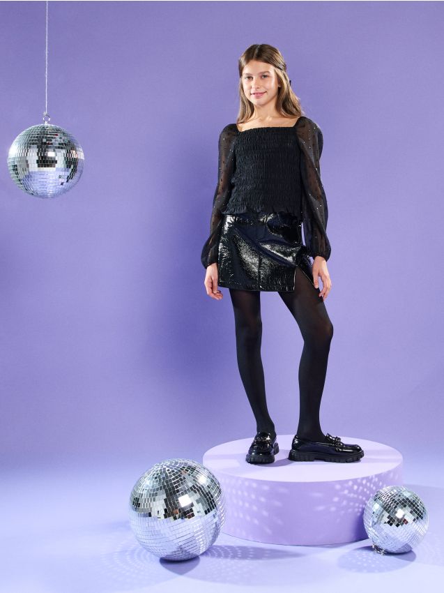 Sinsay - Minisukňa z umelej kože - čierna