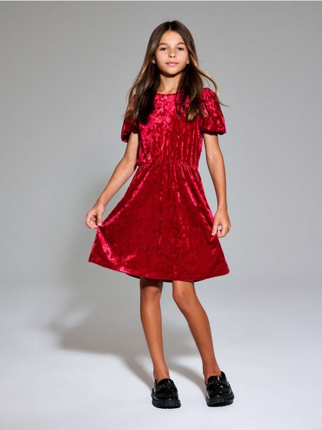 Sinsay - Zamatové šaty - červená