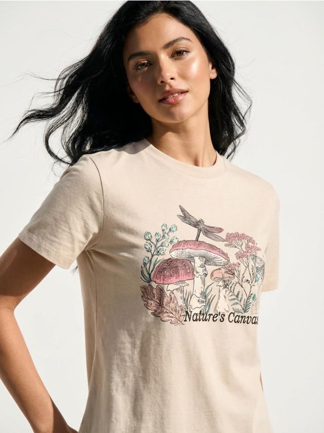 Sinsay - Tricou cu imprimeu - bej