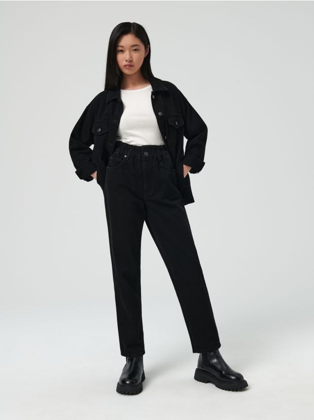 Blugi high waist paperbag - SINSAY