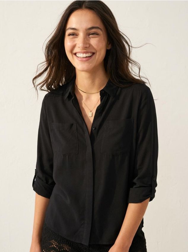 Sinsay - Cămașă din viscoză - negru