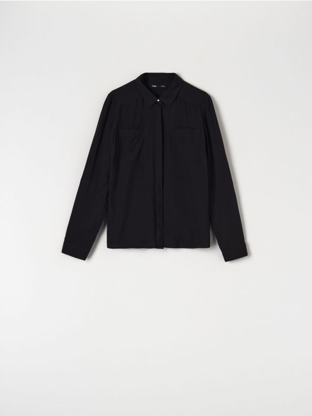 Sinsay - Cămașă din viscoză - negru