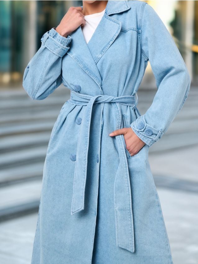 Sinsay - Trench Din Denim - Albastru